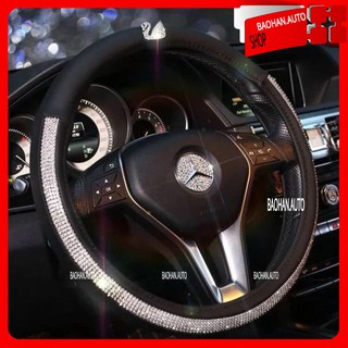 Bọc vô lăng, bao da tay lái ô tô cao cấp đính đá gắn vương miện dùng chung cho các dòng xe