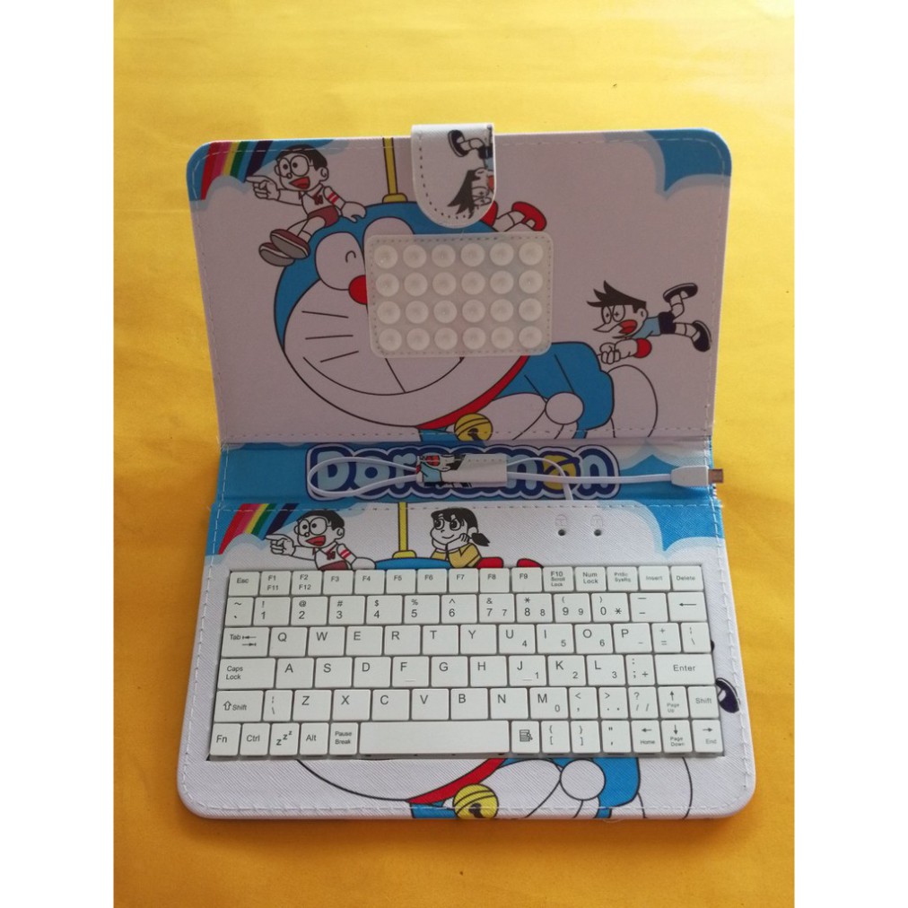 Bao da điện thoại PU tích hợp bàn phím đầu cắm Micro USB cho điện thoại Android 7Inch hình doremon lè lưỡi | BigBuy360 - bigbuy360.vn