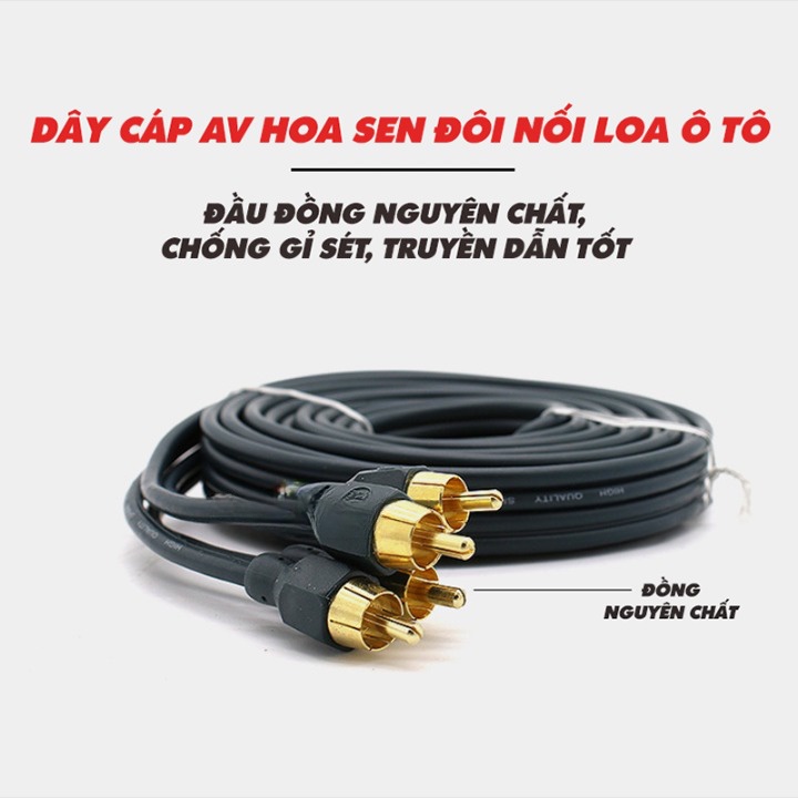 Dây Cáp AV Hoa Sen Đôi Nối Loa Ô Tô Đầu Đồng SPW03