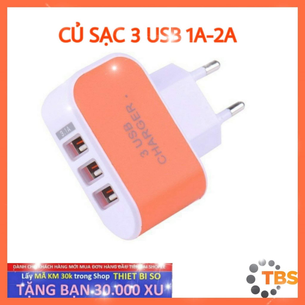 Cốc sạc 3 USB (Củ sạc 3 USB), 3 cổng USB, 1A-2A