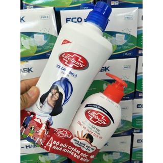 Dầu Gội Lifebuoy Tóc Dày Và Óng Ả (640g) tặng rửa tay 120g