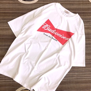 Áo thun tay lỡ Budweiser -Form rộng freesize dưới 75kg cao ráo-Thun cotton mềm mịn dày dặn cực chất