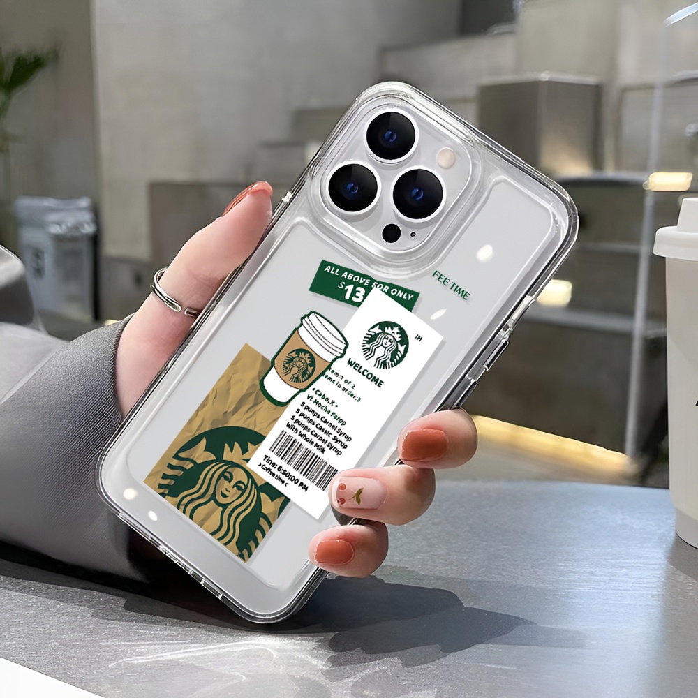 Ốp Điện Thoại Trong Suốt Lưng Cứng In Hình Cà Phê / Không Gian iphone 14 Pro Max Plus 13 11 12 7Plus X XR XS Max