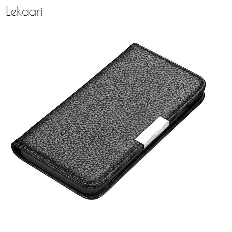 Lekaari Samsung Galaxy S7 Edge S8 S9 S10 E Plus Soft Magnetic Force Flip Case Card Holder Silicon Leather Stand Business Cover