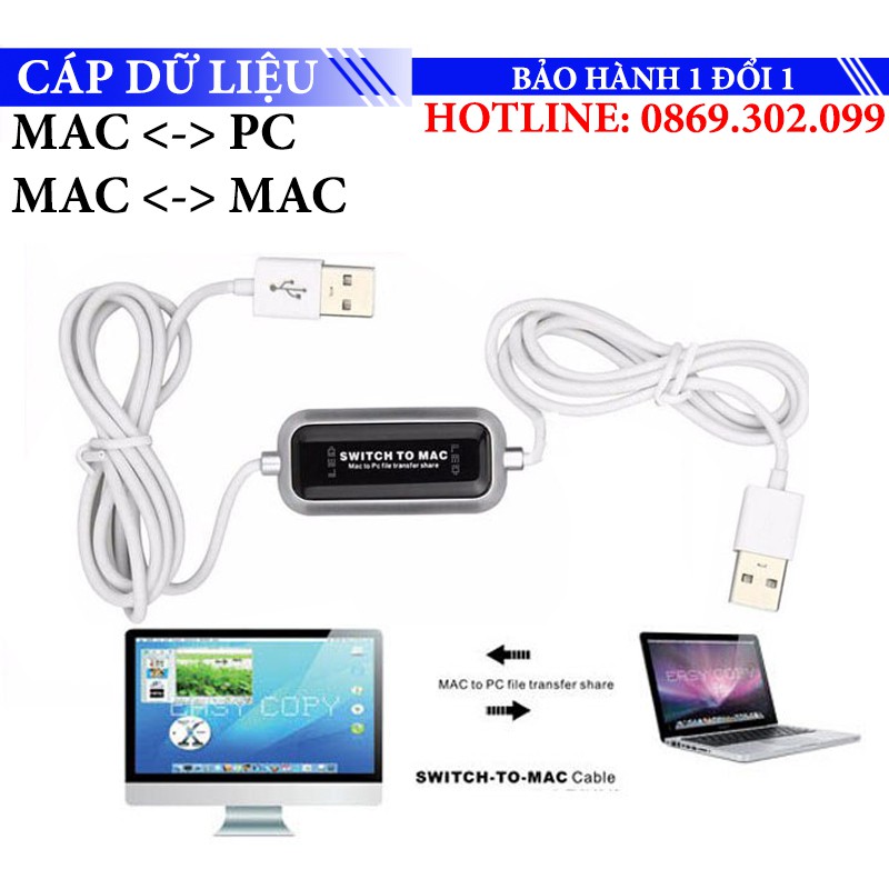 Cáp USB Thông Minh USB 2.0 Kết Nối Liên Kết Dữ Liệu trực tiếp Giữa MAC và PC Truyền Tập Tin 2 Máy Tính - Switch To MAC