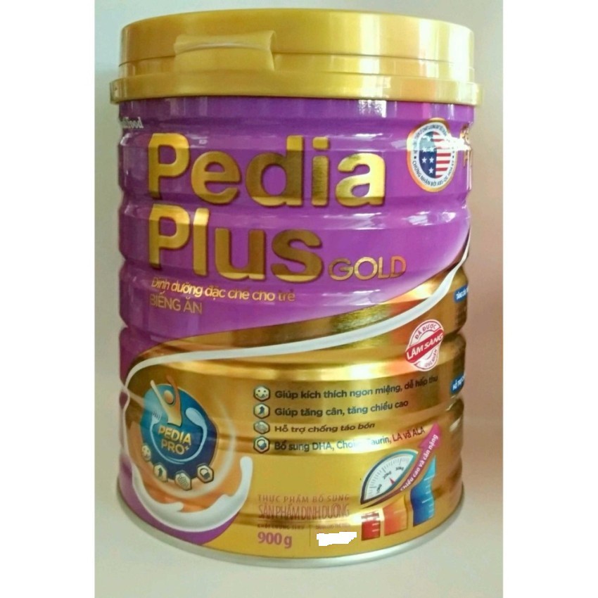 SỮA BỘT NUTIFOOD PEDIA PLUS GOLD  LON THIẾC 900G DÀNH CHO TRẺ BIẾNG ĂN