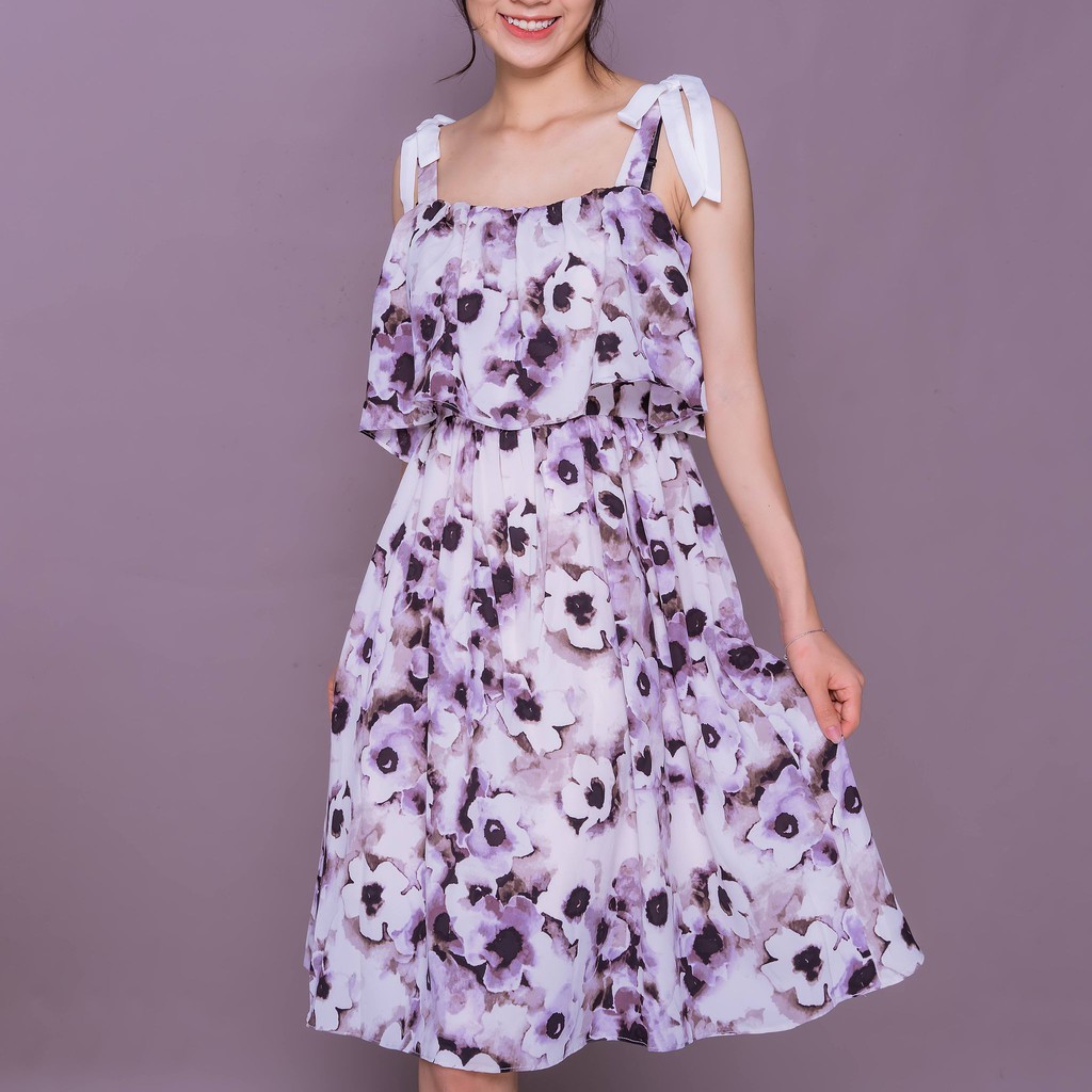 Đầm voan 2 dây dáng xòe TKFASHION DK994