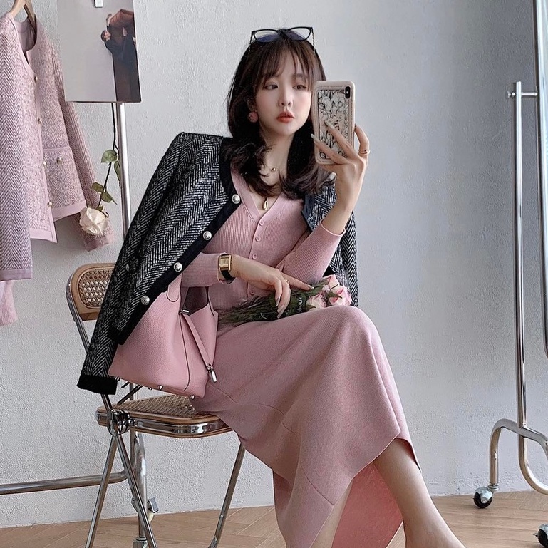 Áo khoác dạ nữ họa tiết xương cá • 2ENDSHOP