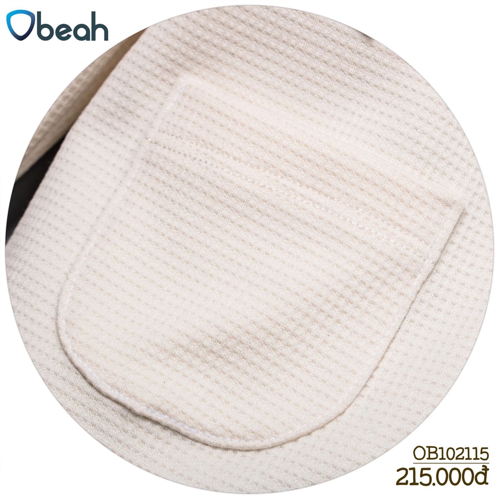 Obeah Áo khoác cotton tổ ong mũ liền màu Be Fullsize 59 đến 90 cho bé từ 0 đến 24 tháng