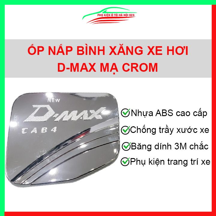 Ốp nắp xăng Dmax, D-Max mạ crom bảo vệ chống trầy trang trí ô tô