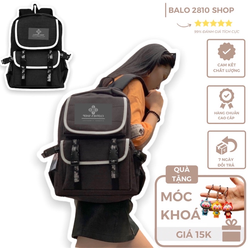 Balo Laptop Backpack 2810 Clothes Shop Balo Đi Học Đi Chơi Cao Cấp Chất Vải Canvas Dày Phong Cách Ulzzang Unisex