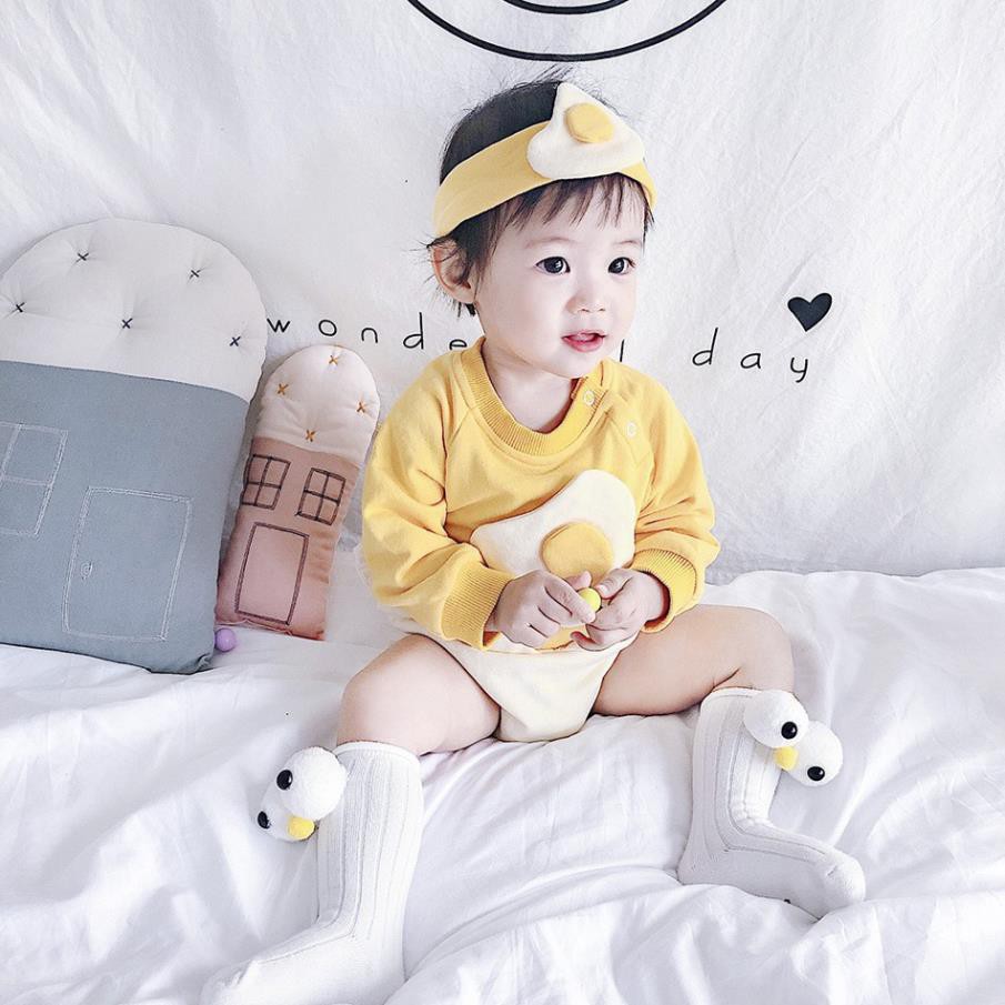 Set body trứng ốp la kèm turban xinh xắn cho bé gái- hàng loại 1 không phải loại 2