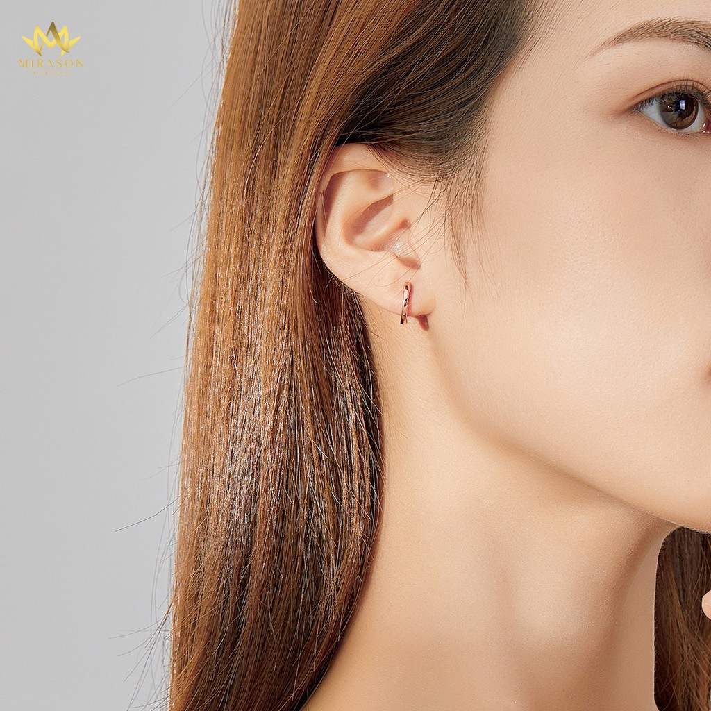 Khuyên Tai Bạc Nữ MIRASON Unisex Tròn Basic MBT007 - Bông Tai Nữ Bạc 925