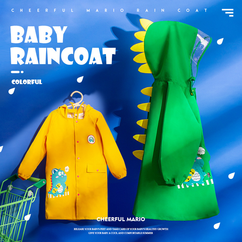 Cute Dinosaur Raincoat for Children Boys and Girls All Over Heavy