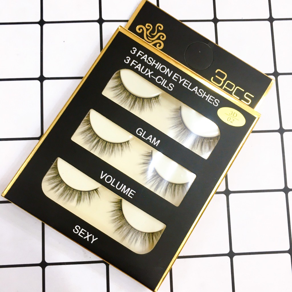 Mi giả lông chồn 3D 3PCS 3 Fashion Eyelashes 3 Faux-Cils