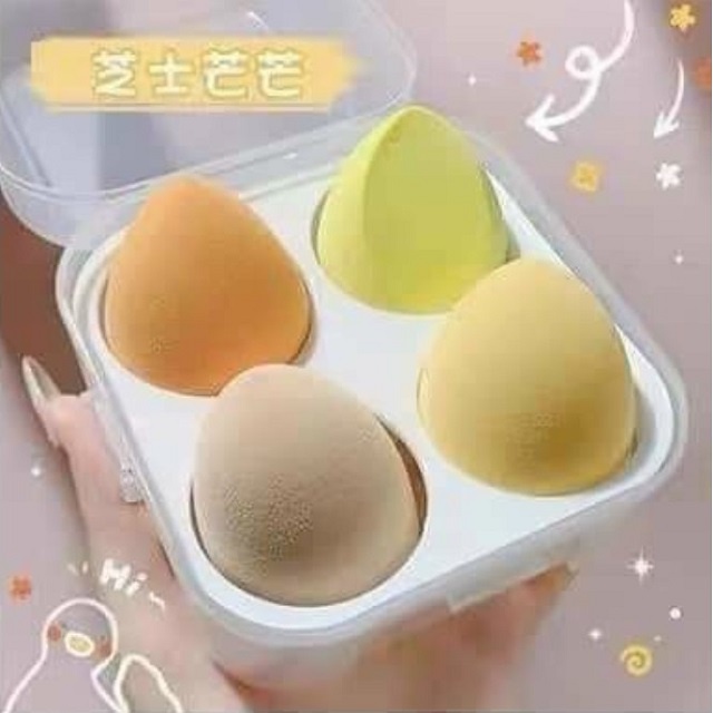 Set 4 Bông Mút Trang Điểm Kèm Hộp Đựng Xinh Xắn AmiHouse.99