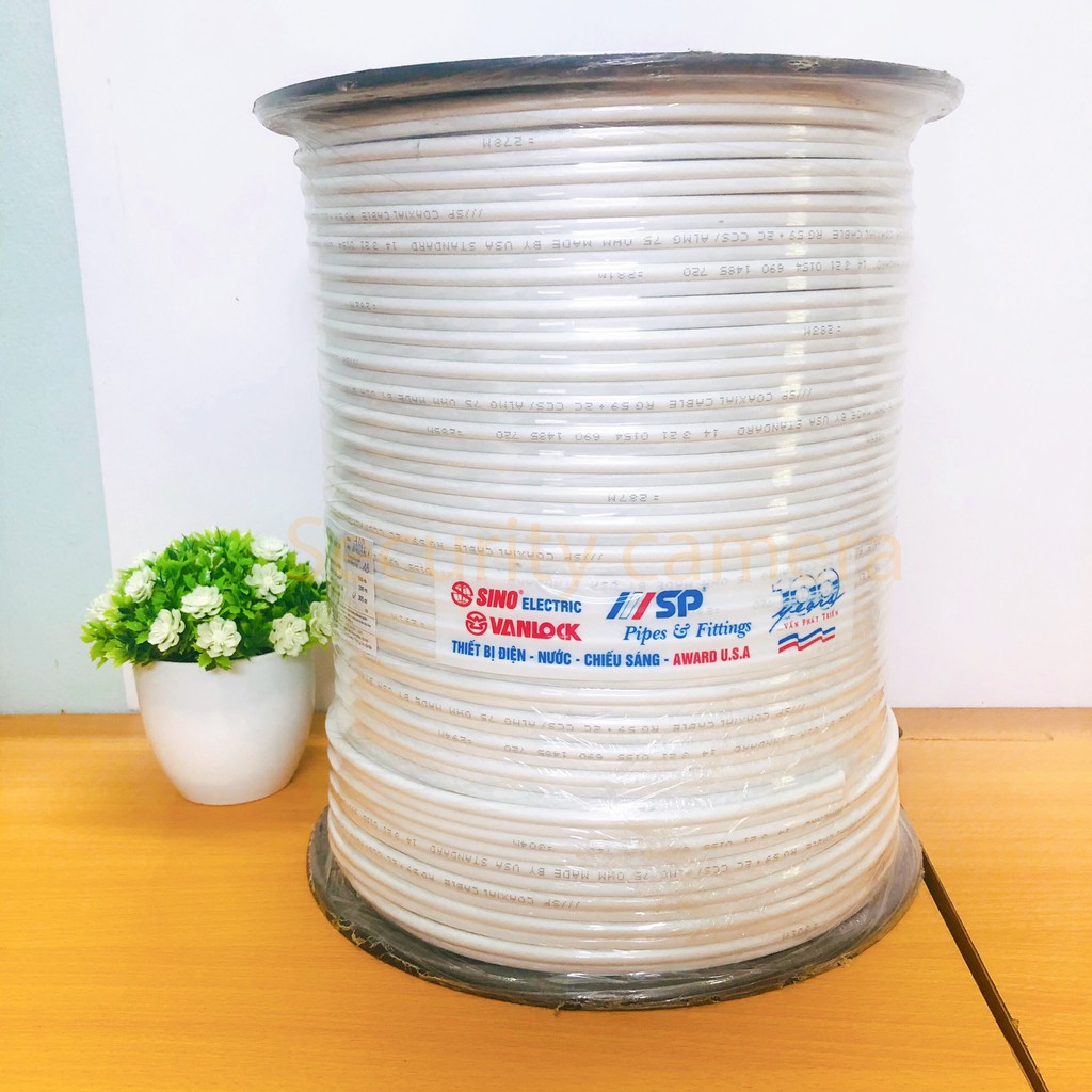 Dây cáp đồng trục liền nguồn có bọc bạc và dầu chống ẩm  (RG59 + 2C CCS) cao cấp chuyên dụng cho Camera