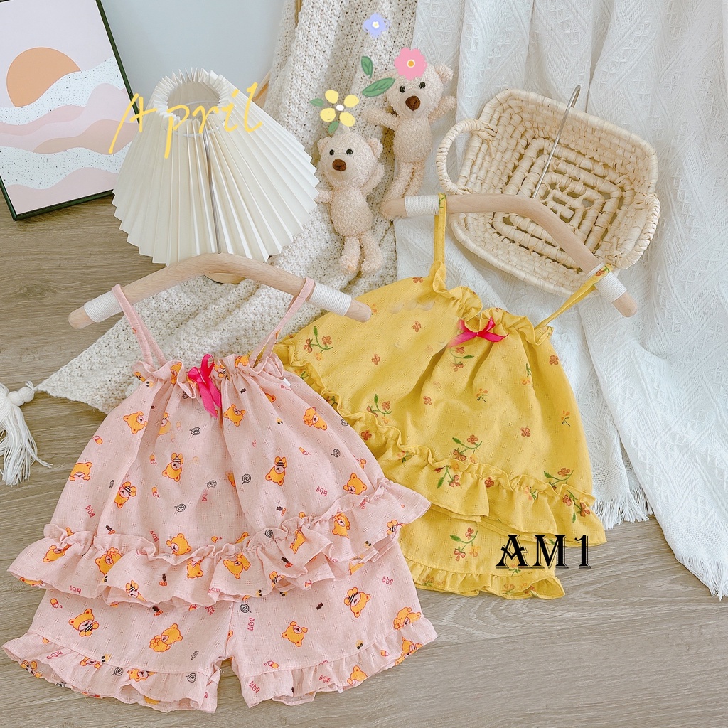 (8-20kg) Đồ bộ bé gái QATE946 - Bộ 2 dây chất đũi nhật