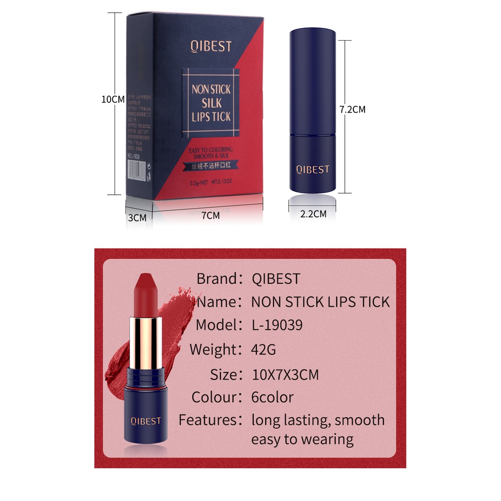 Son lì chống thấm nước QIBEST 6 màu sắc thời trang 45g | BigBuy360 - bigbuy360.vn