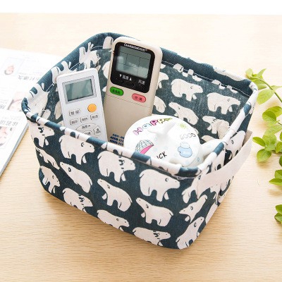 cotton and linen handle desktop debris storage box