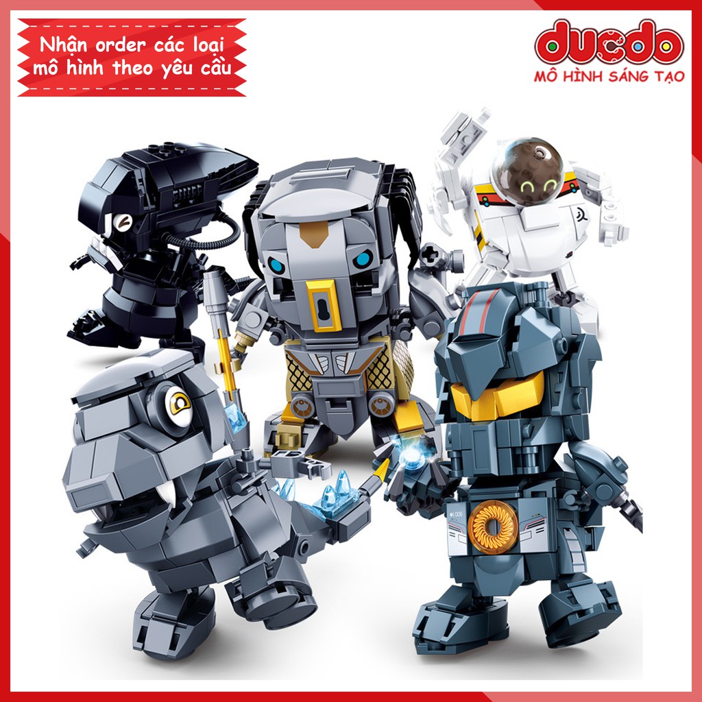 Brick Headz các siêu quái vật Predator, Alien, Godzilla - Đồ chơi Lắp ghép Mini Minifigures BrickHeadz Sluban 0761