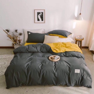 Trọn bộ chăn ga gối Cotton TC màu vàng chanh