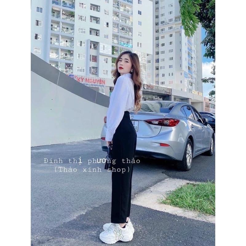 [Mã WASKT410K giảm 10K đơn 50K] Áo sơ mi trắng cổ tàu viền bèo/ Áo cổ tàu xinh xắn | BigBuy360 - bigbuy360.vn