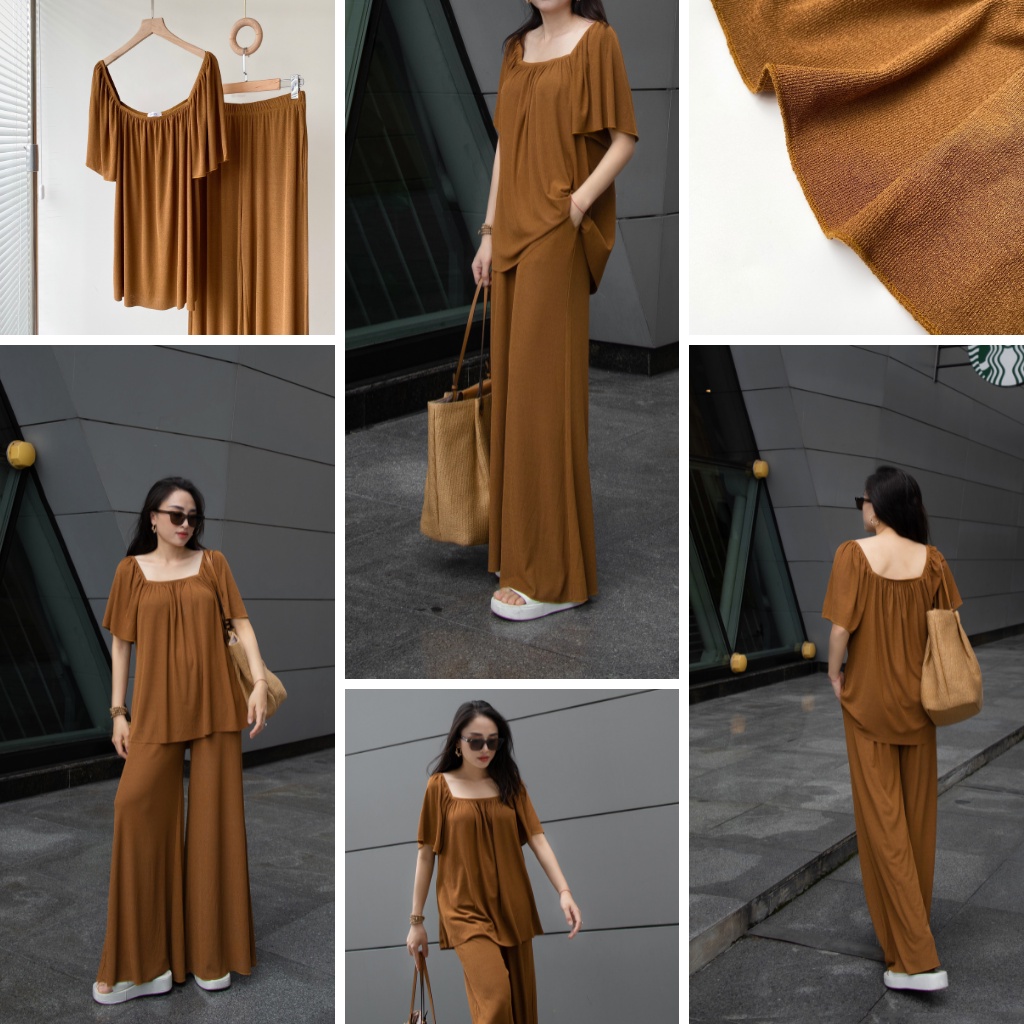 Set bộ thun cát mát nhẹ, phom suông rộng che khuyết điểm, tôn dáng, kéo dài chân Macs Laz set
