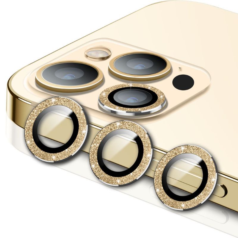 Bộ 3 dán mắt camera kim cương nhũ titan cho iPhone 13 , 13 Mini, 12, 12 Pro, 12 Pro Max,11 pro max,11,11 pro