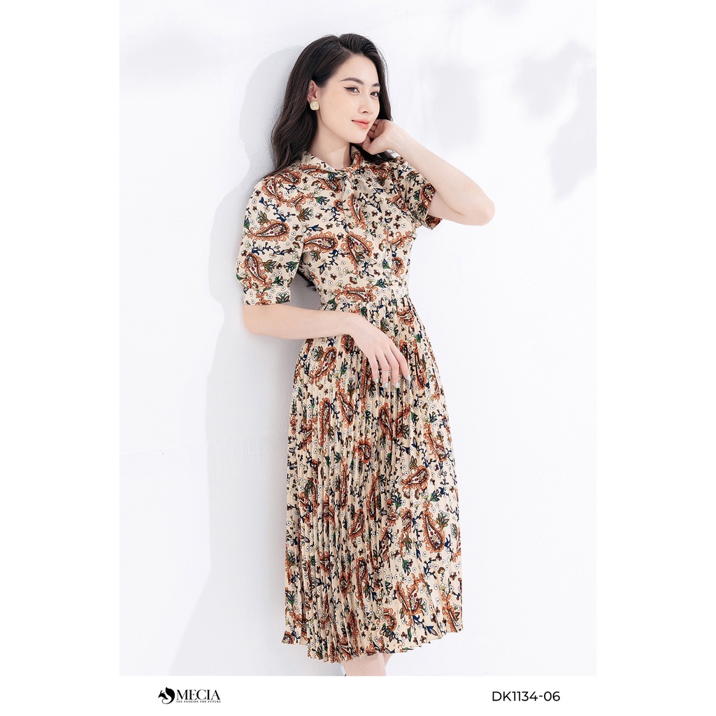 Đầm hoa xòe ly quạt cổ thắt nơ MECIA paisley DK1134