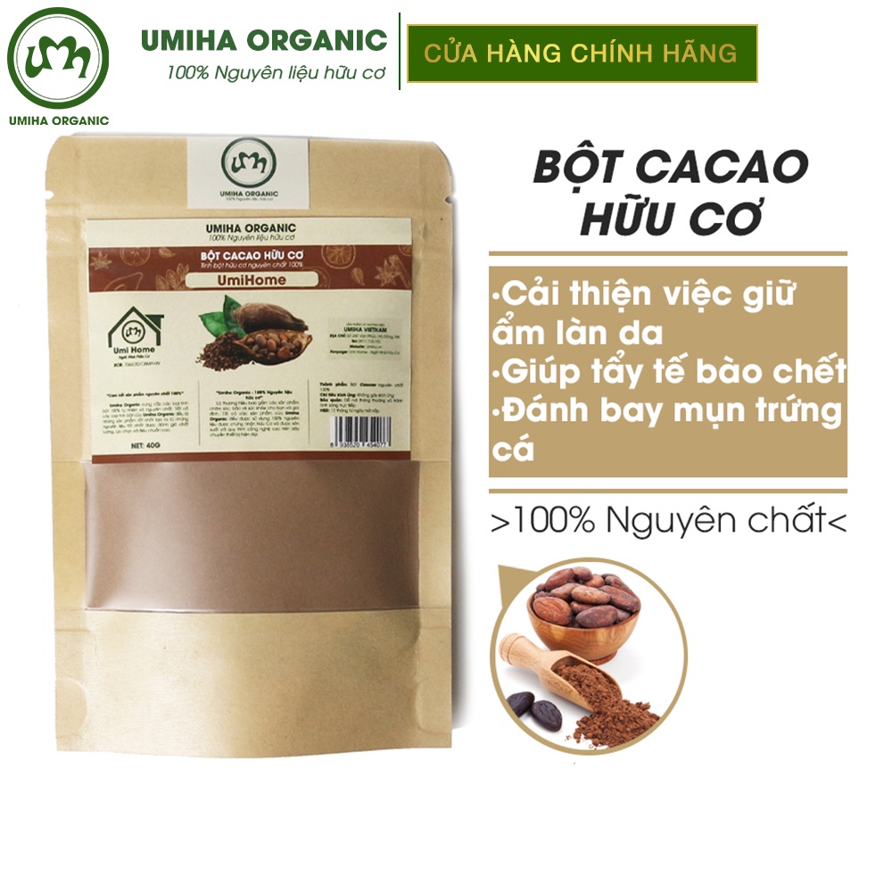 Bột Cacao dưỡng da hữu cơ UMIHA nguyên chất 40G Organic 100%