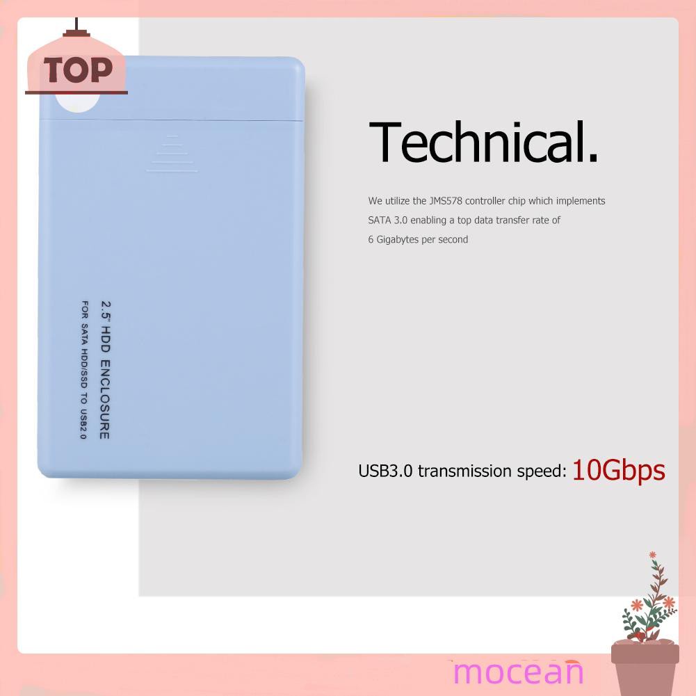 Mocean 2.5 Inch USB2.0 SATA Hard Disk Drive Box External HDD Enclosure Tool Free