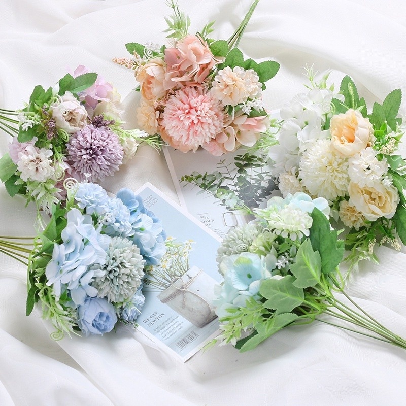 1 Nhánh Hoa Hồng Nhân Tạo Lãng Mạn Dùng Cho Trang Trí Tiệc Cưới/Văn Phòng/Nhà Cửa