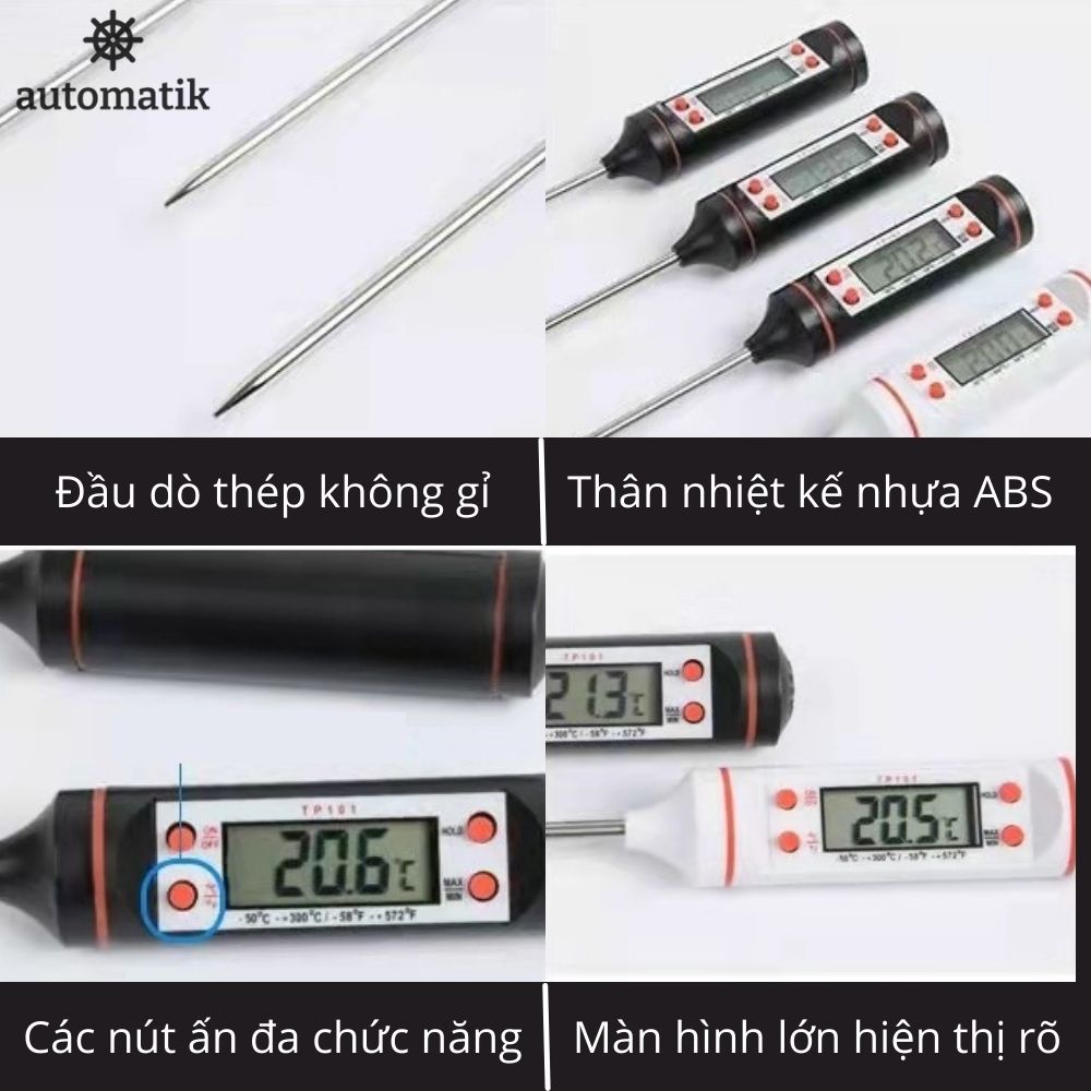 Nhiệt Kế Đo Nhiệt Độ Chất Lỏng Sữa Cho Bé, Máy Đo Nhiệt Độ Thực Phẩm, Rượu, Dầu Ăn - Automatik