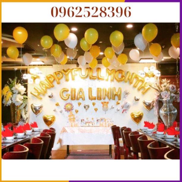 Combo trang trí đầy tháng cho bé Happy Full Month FM 01 { T ặng kèm Bơm + keo }