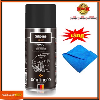 Chai xịt bảo dưỡng, bôi trơn ron cao su cửa kính xe ô tô làm mới chống kẹt Senfineco Silicone Spray 9990 Tặng Khăn