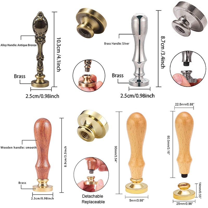 1 Con Dấu Đóng Sáp Niêm Phong Thiệp Mời Chữ Thank You / Multi Word Vintage 25mm Tay Cầm Gỗ