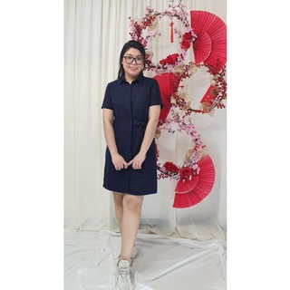 Bigsize công sở - Đầm Cổ Sơ Mi Xanh