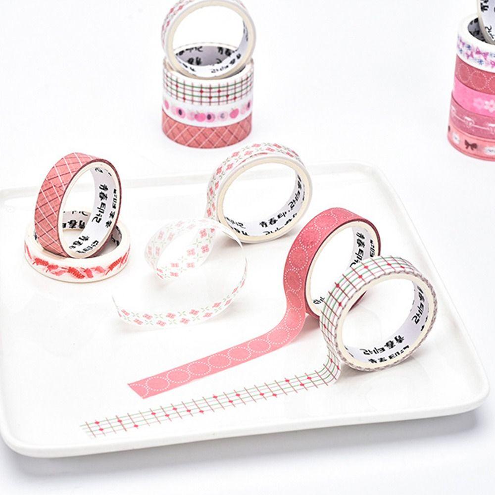 Bộ 12 Cuộn Băng Keo Washi Họa Tiết Trái Tim Nhỏ Xinh Chất Lượng Cao Trang Trí Sổ Tay DIY