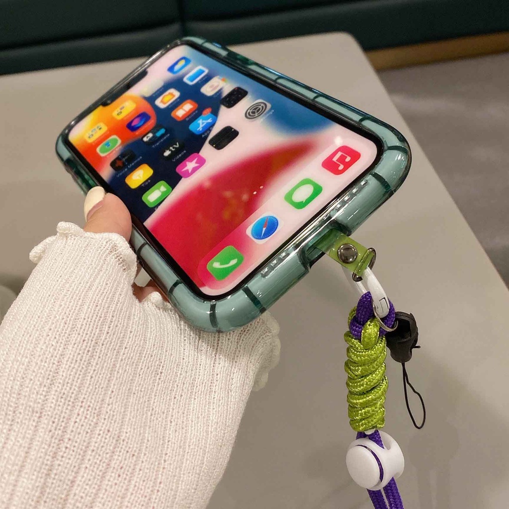 Ốp Điện Thoại Trong Suốt Dạ Quang Có Dây Đeo Cho iPhone 13ProMax 11 13 12 12Pro 11Promax XSMAX