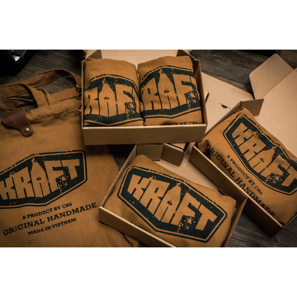 Tote Bag - Kraft V2 (Túi vải bố cao cấp) - XANH LÍNH / NÂU