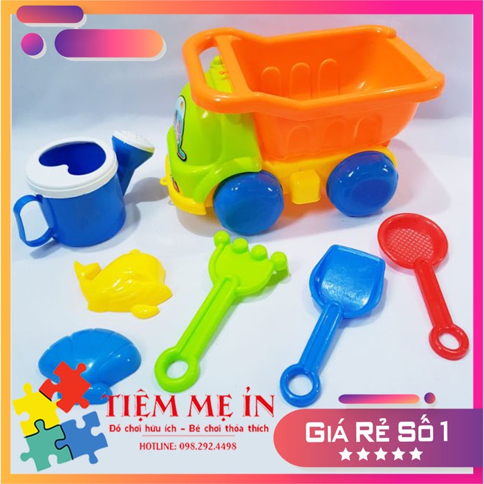 Bộ đồ chơi xe ô tô xúc cát 7 món