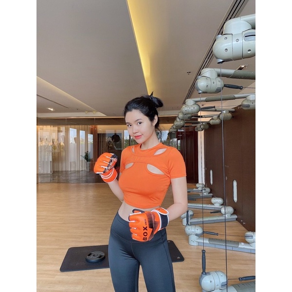 Áo tập thể thao nữ croptop gym Yoga croptop  thun poly co dãn 4 chiều, khoét vai ngực, form ôm, chất vải nhẹ, mát