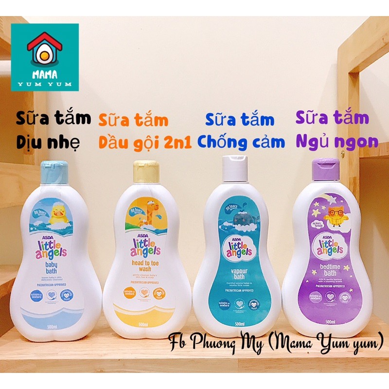 Sữa tắm gội ASDA Little Angels ngủ ngon, chống cảm cho bé sơ sinh của Anh 500ml