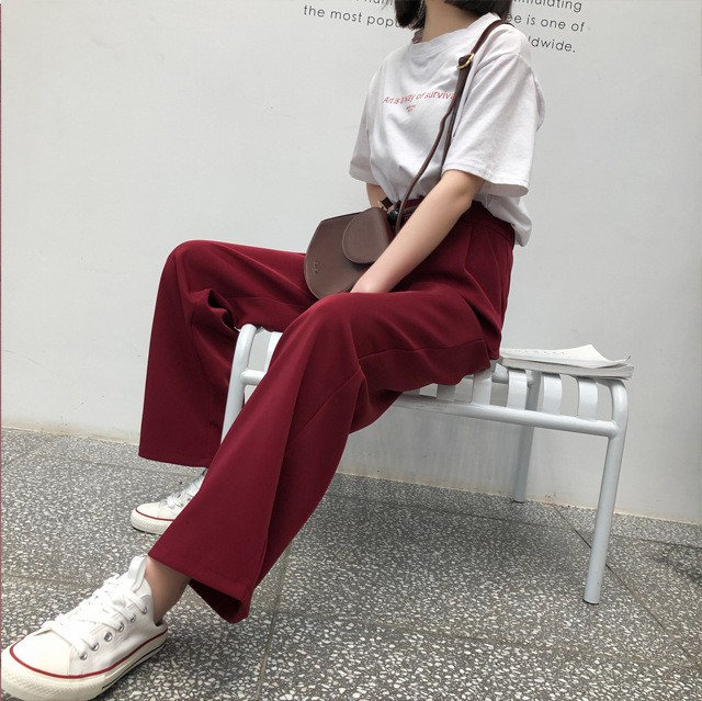 Quần Dài Nữ Lưng Cao Ống Rộng Thời Trang Xuân Hè