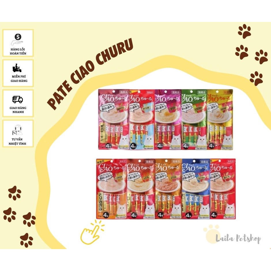 Súp Thưởng CIAO CHURU Cho Mèo 18 Vị Gói 14Gr Xuất Xứ Trung Quốc