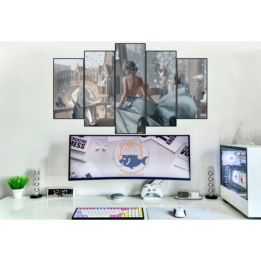 Tranh dán tương decor tranh trí phòng game/anime tổng hợp/artist bộ 5