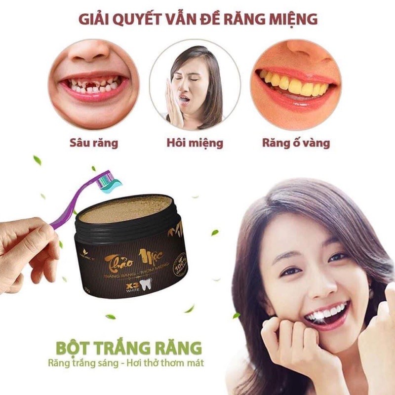 Bột than hoạt tính giúp sạch miệng trắng răng hơi thở thơm mát Thảo Mộc 37 50gr