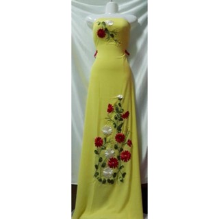 Vải áo dài thêu ruy băng