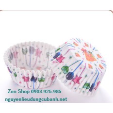 Cup giấy, chén giấy mềm lót khay làm Cupcake, Muffin -Mẫu Noel